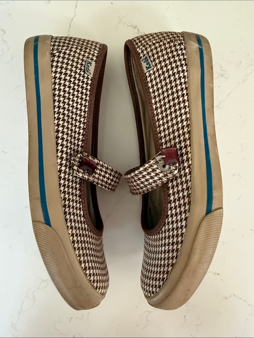 Keds Brown and White Houndstooth Mary Jane Flats - Picture 2 of 6